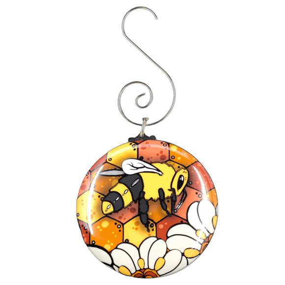Psychedelic Bee Honey Comb Floral Ornament Decor - Picture 3 of 3
